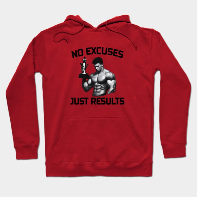 No Excuses, Just Results Hoodie by ddesing